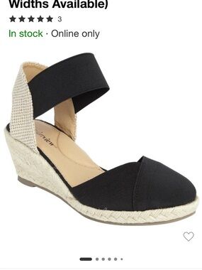 comfortview Black Wedge Espadrille with Elastic Ankle Strap